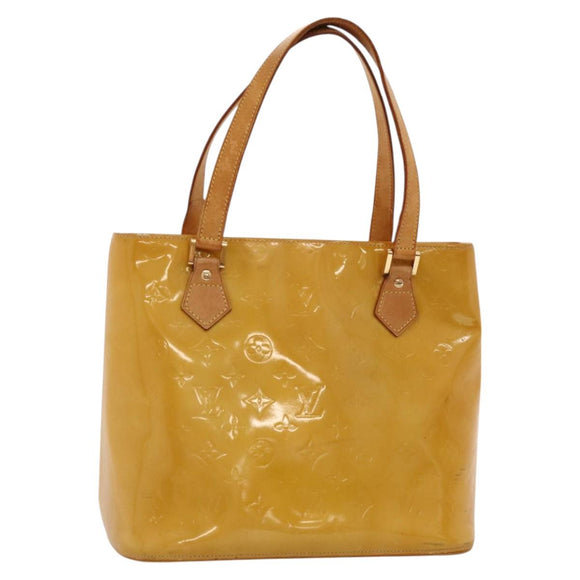 LOUIS VUITTON Monogram Vernis Houston Hand Bag Beige M91004 LV Auth BA1139