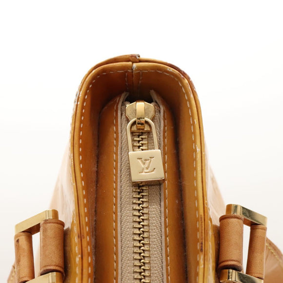 LOUIS VUITTON Monogram Vernis Houston Hand Bag Beige M91004 LV Auth BA1139