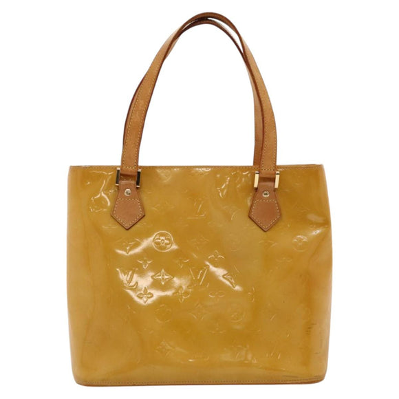 LOUIS VUITTON Monogram Vernis Houston Hand Bag Beige M91004 LV Auth BA1139