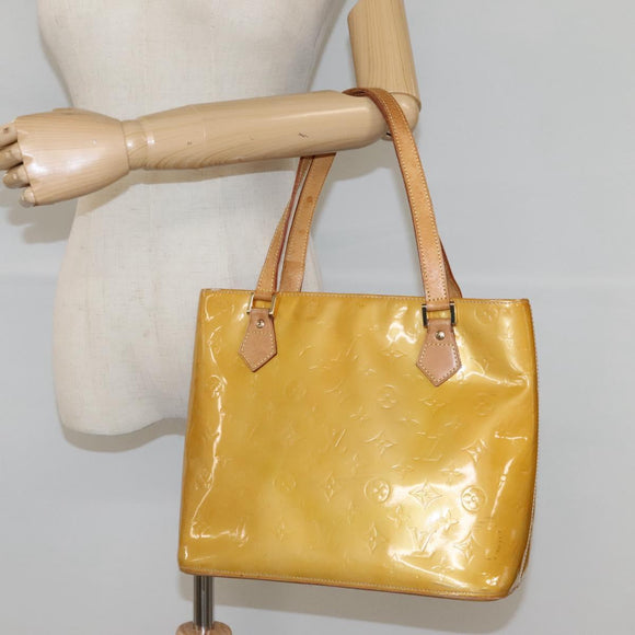 LOUIS VUITTON Monogram Vernis Houston Hand Bag Beige M91004 LV Auth BA1139
