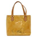 LOUIS VUITTON Monogram Vernis Houston Hand Bag Beige M91004 LV Auth BA1139-2