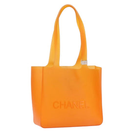 CHANEL Hand Bag rubber Orange CC Auth BA11394A