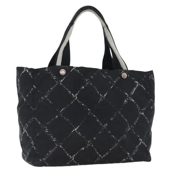 CHANEL New Travel Line Handtasche Nylon Schwarz Silber CC Auth BA11395