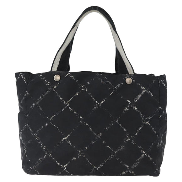 CHANEL New Travel Line Handtasche Nylon Schwarz Silber CC Auth BA11395