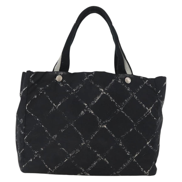 CHANEL New Travel Line Handtasche Nylon Schwarz Silber CC Auth BA11395