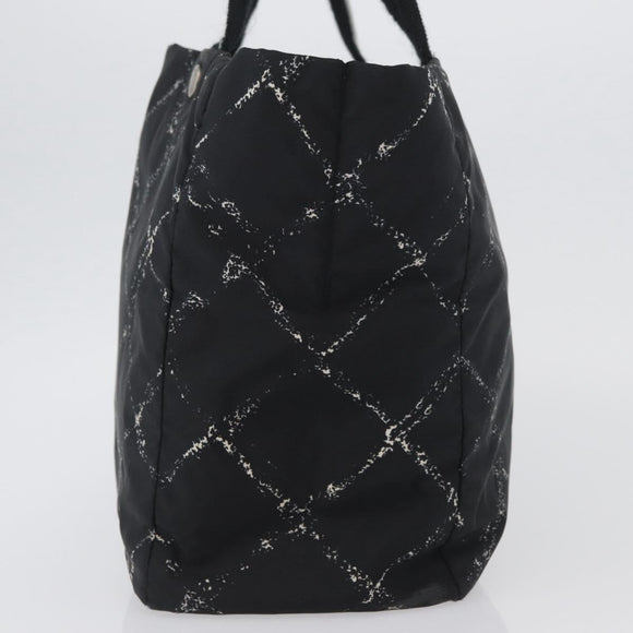 CHANEL New Travel Line Handtasche Nylon Schwarz Silber CC Auth BA11395
