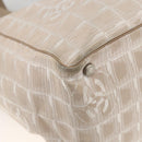 CHANEL New Travel Line Tote Bag Nylon Beige Silver CC Auth BA11399-14