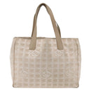 CHANEL New Travel Line Tote Bag Nylon Beige Silver CC Auth BA11399-13