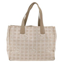 CHANEL New Travel Line Tote Bag Nylon Beige Silver CC Auth BA11399-2