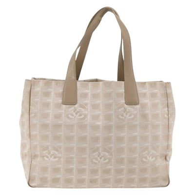CHANEL New Travel Line Tote Bag Nylon Beige Silver CC Auth BA11399 - 0