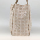 CHANEL New Travel Line Tote Bag Nylon Beige Silver CC Auth BA11399-4