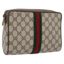 GUCCI GG Supreme Web Sherry Line Bag PVC Beige Gold 89 01 012 Auth BA11401-1