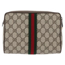 GUCCI GG Supreme Web Sherry Line Bag PVC Beige Gold 89 01 012 Auth BA11401-2