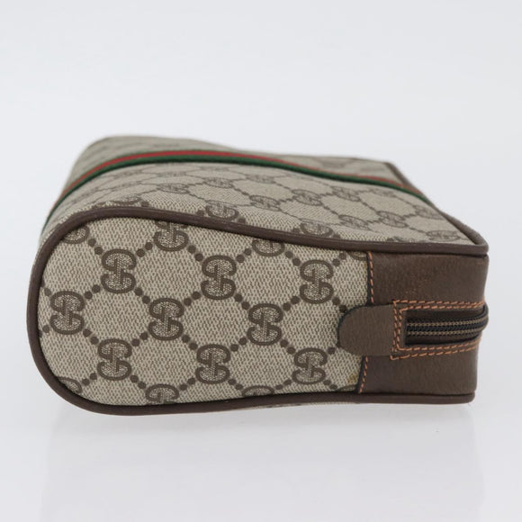GUCCI GG Supreme Web Sherry Line Bag PVC Beige Gold 89 01 012 Auth BA11401