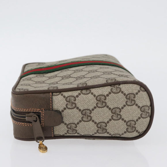 GUCCI GG Supreme Web Sherry Line Bag PVC Beige Gold 89 01 012 Auth BA11401