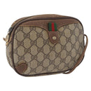 GUCCI GG Supreme Web Sherry Line Bag PVC Beige Gold 156 02 066 Auth BA11402-1