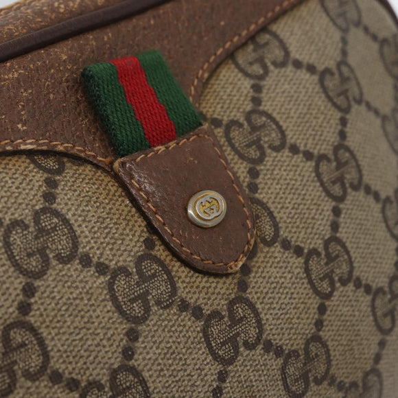 GUCCI GG Supreme Web Sherry Line Bag PVC Beige Gold 156 02 066 Auth BA11402