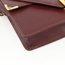 CARTIER Must Line Shoulder Bag Leather Bordeaux Gold Auth BA11403-11