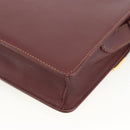 CARTIER Must Line Shoulder Bag Leather Bordeaux Gold Auth BA11403-12