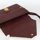 CARTIER Must Line Shoulder Bag Leather Bordeaux Gold Auth BA11403-14