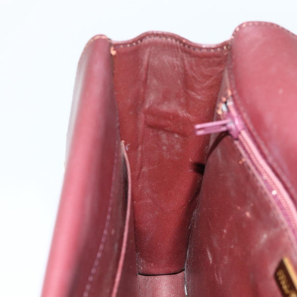 CARTIER Must Line Shoulder Bag Leather Bordeaux Gold Auth BA11403