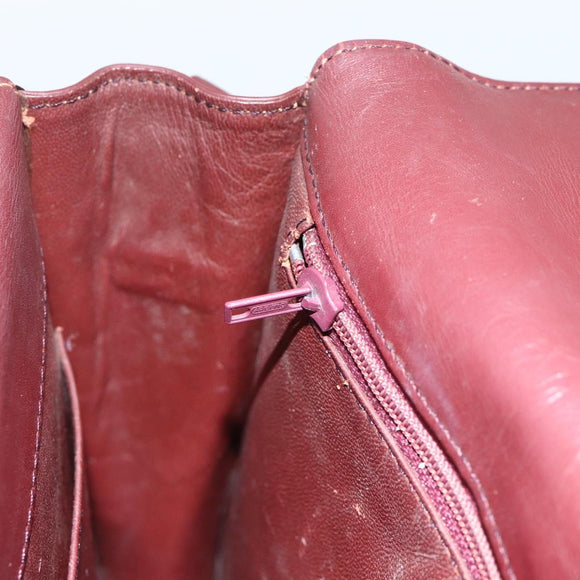 CARTIER Must Line Shoulder Bag Leather Bordeaux Gold Auth BA11403