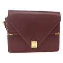 CARTIER Must Line Shoulder Bag Leather Bordeaux Gold Auth BA11403-2