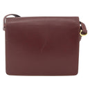 CARTIER Must Line Shoulder Bag Leather Bordeaux Gold Auth BA11403-3