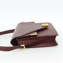 CARTIER Must Line Shoulder Bag Leather Bordeaux Gold Auth BA11403-4