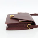 CARTIER Must Line Shoulder Bag Leather Bordeaux Gold Auth BA11403-5