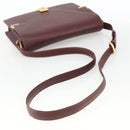 CARTIER Must Line Shoulder Bag Leather Bordeaux Gold Auth BA11403-7