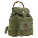 GUCCI Bamboo Backpack Leather Khaki Gold 003 1998 0030 Auth BA11408-1