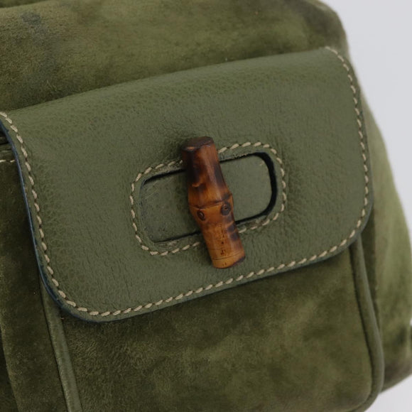 GUCCI Bamboo Backpack Leather Khaki Gold 003 1998 0030 Auth BA11408