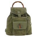 GUCCI Bamboo Backpack Leather Khaki Gold 003 1998 0030 Auth BA11408-13