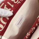 CHANEL By Sea Line Tote Bag Canvas Rood CC Auth BA11415A-17