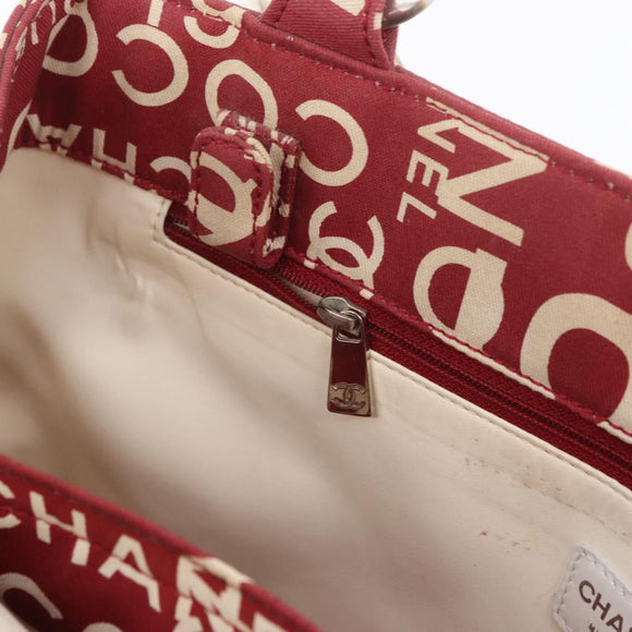 CHANEL By Sea Line Tote Bag Canvas Rood CC Auth BA11415A