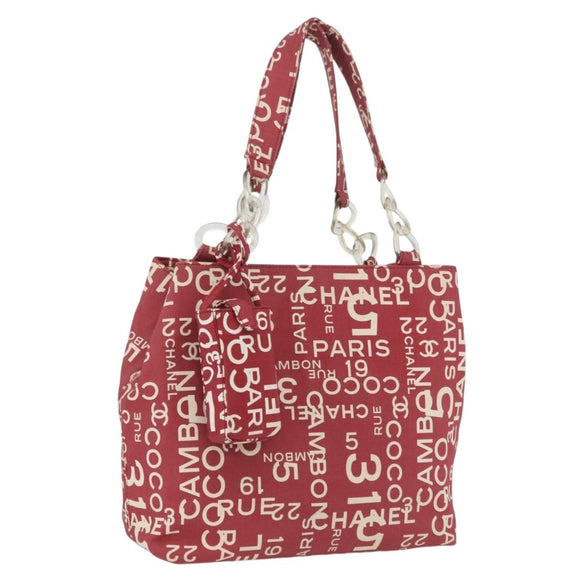 CHANEL By Sea Line Tote Bag Canvas Rood CC Auth BA11415A