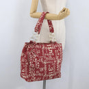 CHANEL By Sea Line Tote Bag Canvas Rood CC Auth BA11415A-27