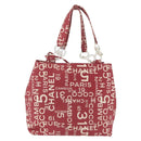 CHANEL By Sea Line Tote Bag Canvas Rood CC Auth BA11415A-13