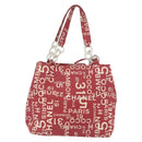 CHANEL By Sea Line Tote Bag Canvas Rood CC Auth BA11415A-2