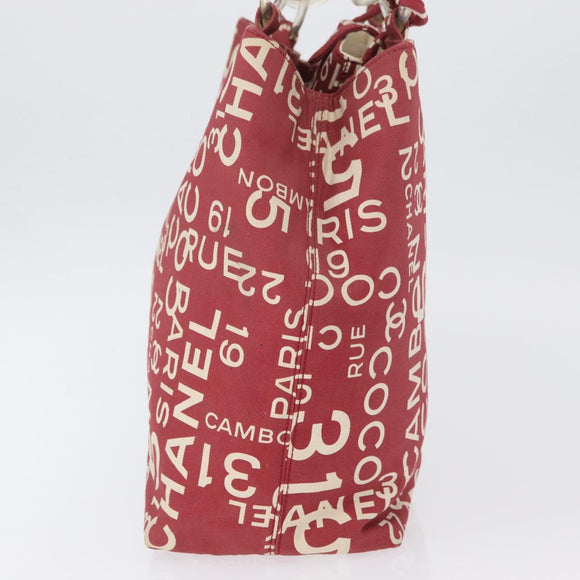 CHANEL By Sea Line Tote Bag Canvas Rood CC Auth BA11415A