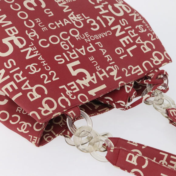 CHANEL By Sea Line Tote Bag Canvas Rood CC Auth BA11415A