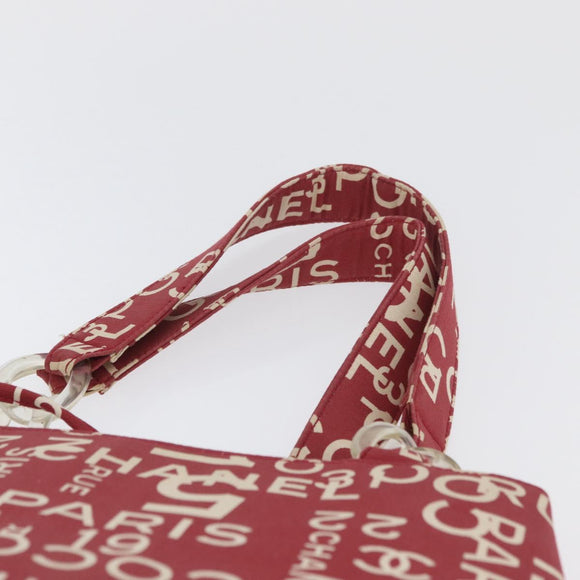 CHANEL By Sea Line Tote Bag Canvas Rood CC Auth BA11415A