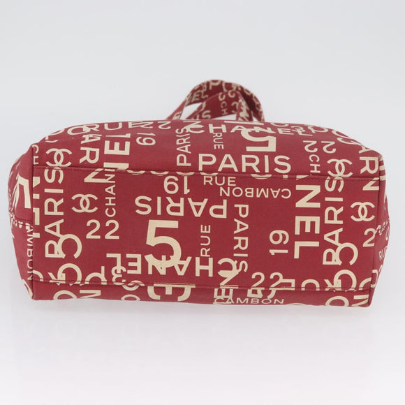CHANEL By Sea Line Tote Bag Canvas Rood CC Auth BA11415A