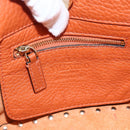 VALENTINO Studs Hand Bag Leather 2way Gold Orange brown Auth BA11416-11