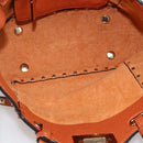 VALENTINO Studs Hand Bag Leather 2way Gold Orange brown Auth BA11416-12