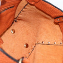 VALENTINO Studs Hand Bag Leather 2way Gold Orange brown Auth BA11416-19