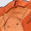 VALENTINO Studs Hand Bag Leather 2way Gold Orange brown Auth BA11416-20