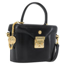 VERSACE Hand Bag Leather 2way Black Gold Auth BA11419-1