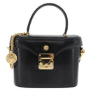 VERSACE Hand Bag Leather 2way Black Gold Auth BA11419-13